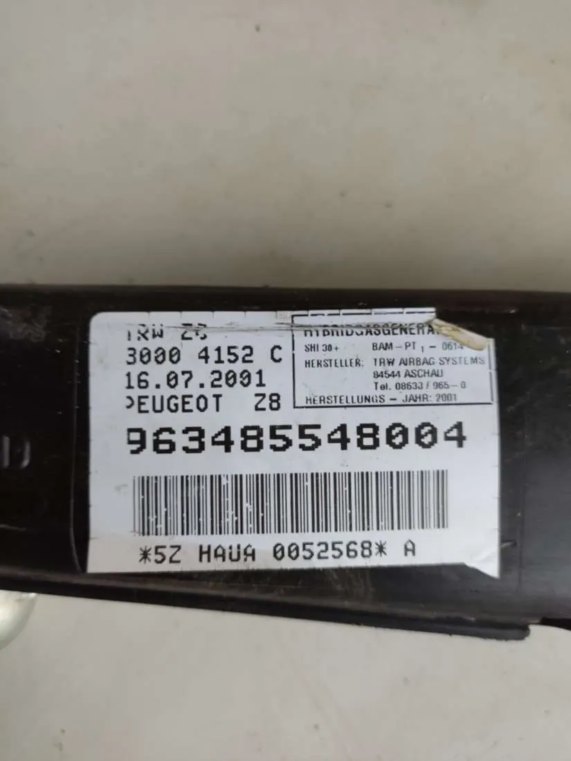 подушка безопасности боковая (шторка) Peugeot 607 1 поколение 9634855480 — фото 2